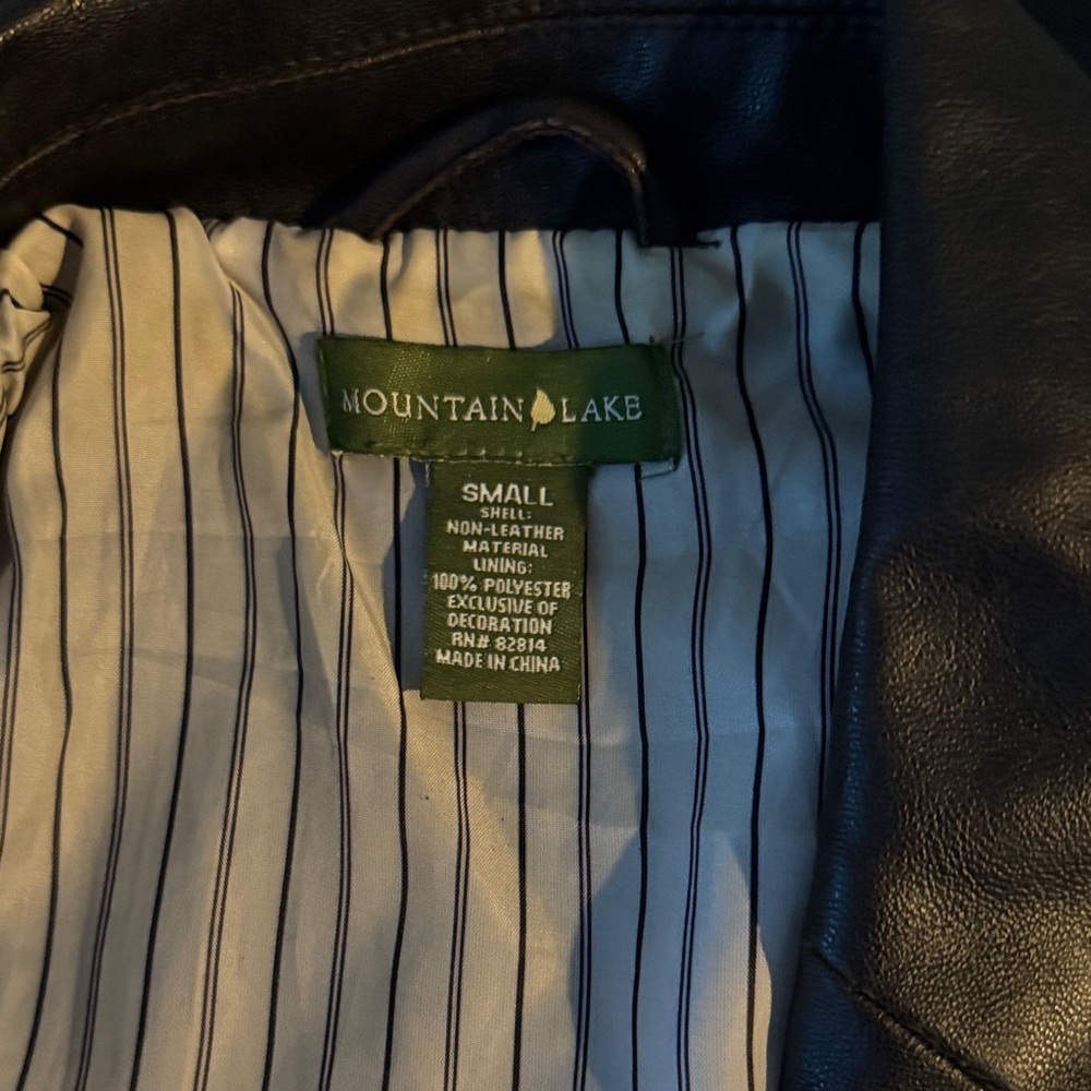 Mountain Lake Black Faux Leather Bomber Jacket
